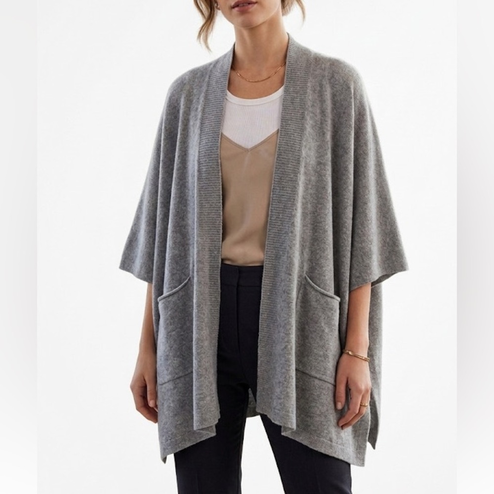 Golden Tna Roohan Wrap Wool Knit Sweater Poncho Grey Aritzia
